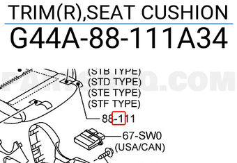 Mazda G44A88111A34 TRIM(R),SEAT CUSHION