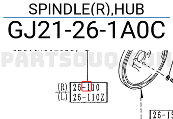 Mazda GJ21261A0C SPINDLE(R),HUB