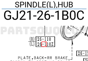 Mazda GJ21261B0C SPINDLE(L),HUB