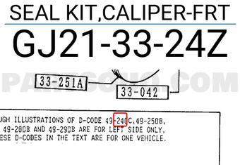 Mazda GJ213324Z SEAL KIT,CALIPER-FRT