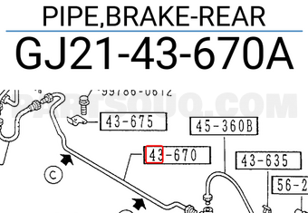 Mazda GJ2143670A PIPE,BRAKE-REAR