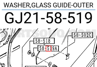 Mazda GJ2158519 WASHER,GLASS GUIDE-OUTER