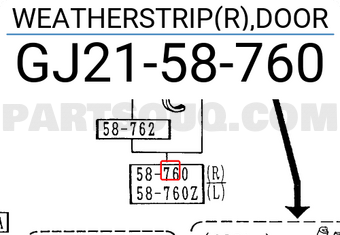Mazda GJ2158760 WEATHERSTRIP(R),DOOR