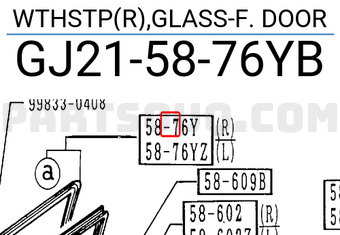 Mazda GJ215876YB WTHSTP(R),GLASS-F. DOOR