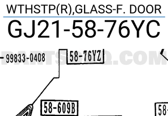 Mazda GJ215876YC WTHSTP(R),GLASS-F. DOOR
