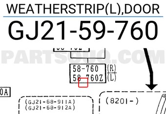 Mazda GJ2159760 WEATHERSTRIP(L),DOOR