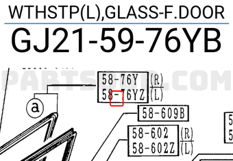 Mazda GJ215976YB WTHSTP(L),GLASS-F.DOOR