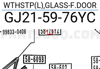 Mazda GJ215976YC WTHSTP(L),GLASS-F.DOOR
