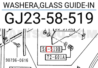 Mazda GJ2358519 WASHERA,GLASS GUIDE-IN