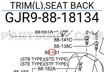 Mazda GJR98818134 TRIM(L),SEAT BACK