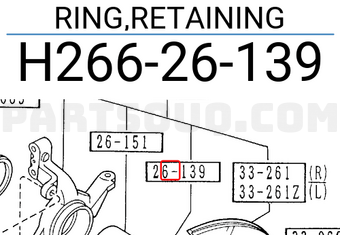 Mazda H26626139 RING,RETAINING