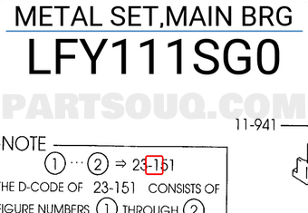 Mazda LFY111SG0 METAL SET,MAIN BRG