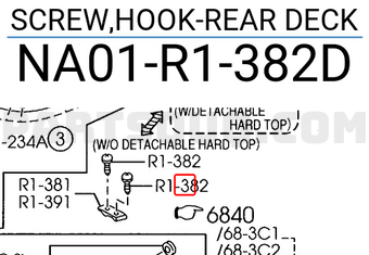 Mazda NA01R1382D SCREW,HOOK-REAR DECK