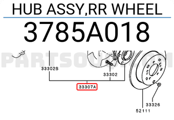 Mitsubishi 3785A018 HUB ASSY,RR WHEEL