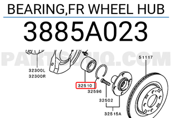 Mitsubishi 3885A023 BEARING,FR WHEEL HUB