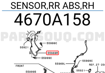 Mitsubishi 4670A158 SENSOR,RR ABS,RH