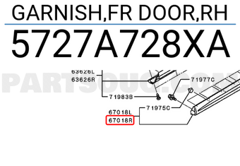 GARNISH,FR DOOR,RH 5727A728XA | Mitsubishi Parts | PartSouq