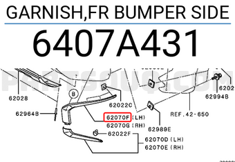 Mitsubishi 6407A431 GARNISH,FR BUMPER SIDE