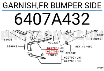 Mitsubishi 6407A432 GARNISH,FR BUMPER SIDE