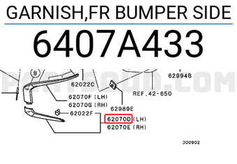 Mitsubishi 6407A433 GARNISH,FR BUMPER SIDE