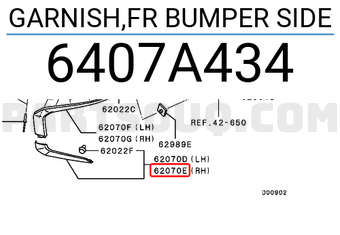Mitsubishi 6407A434 GARNISH,FR BUMPER SIDE