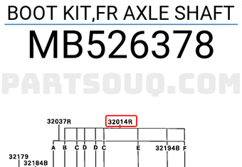 Mitsubishi MB526378 BOOT KIT,FR AXLE SHAFT