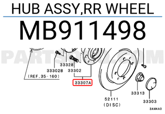 Mitsubishi MB911498 HUB ASSY,RR WHEEL