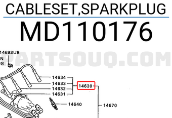 Mitsubishi MD110176 CABLESET,SPARKPLUG