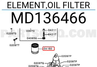 Mitsubishi MD136466 ELEMENT,OIL FILTER