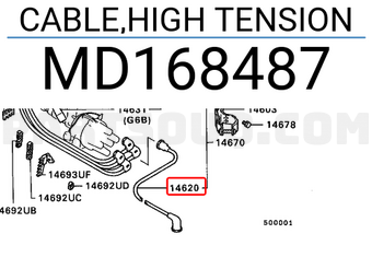 Mitsubishi MD168487 CABLE,HIGH TENSION