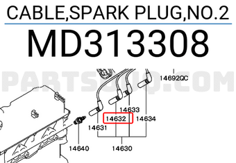 Mitsubishi MD313308 CABLE,SPARK PLUG,NO.2