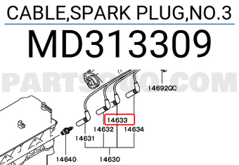 Mitsubishi MD313309 CABLE,SPARK PLUG,NO.3