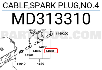 Mitsubishi MD313310 CABLE,SPARK PLUG,NO.4