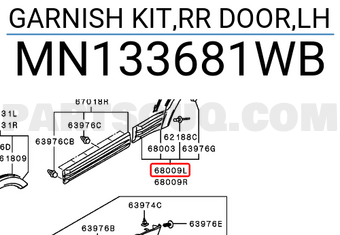 Mitsubishi MN133681WB GARNISH KIT,RR DOOR,LH