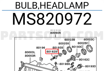 Mitsubishi MS820972 BULB,HEADLAMP