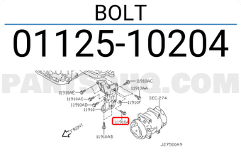 Nissan 0112510204 BOLT