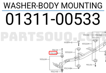 Nissan 0131100533 WASHER-BODY MOUNTING