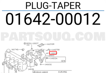 Nissan 0164200012 PLUG-TAPER