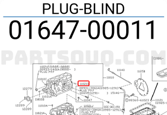 Nissan 0164700011 PLUG-BLIND