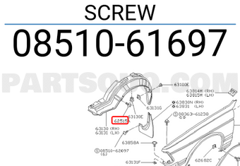 Nissan 0851061697 SCREW