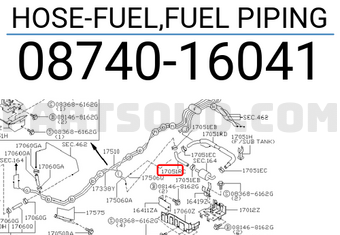 Nissan 0874016041 HOSE-FUEL,FUEL PIPING