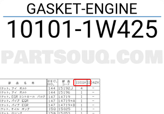 Nissan 101011W425 GASKET-ENGINE