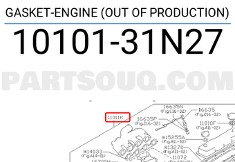 Nissan 1010131N27 GASKET-ENGINE (OUT OF PRODUCTION)