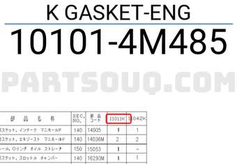Nissan 101014M485 K GASKET-ENG