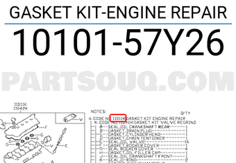 Nissan 1010157Y26 GASKET KIT-ENGINE REPAIR