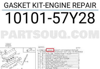 Nissan 1010157Y28 GASKET KIT-ENGINE REPAIR