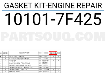 Nissan 101017F425 GASKET KIT-ENGINE REPAIR