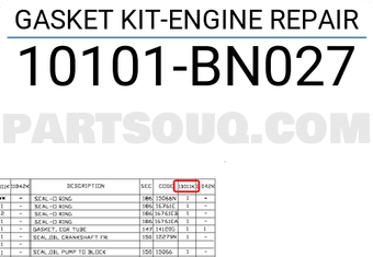 Nissan 10101BN027 GASKET KIT-ENGINE REPAIR