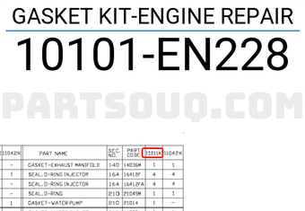 Nissan 10101EN228 GASKET KIT-ENGINE REPAIR