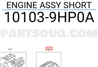 Nissan 101039HP0A ENGINE ASSY SHORT
